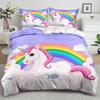 Unicorn Theme Duvet Cover Set - 2/3pcs Soft Comfortable Breathable Rainbow Unicorn Print Bedding Set Fantasy Animal Print