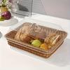 Contemporary Rattan Bread Basket with Acrylic Dome Lid, Multipurpose Wicker Serving Tray, Durable and Washable, for Desserts, Fruits, Picnics