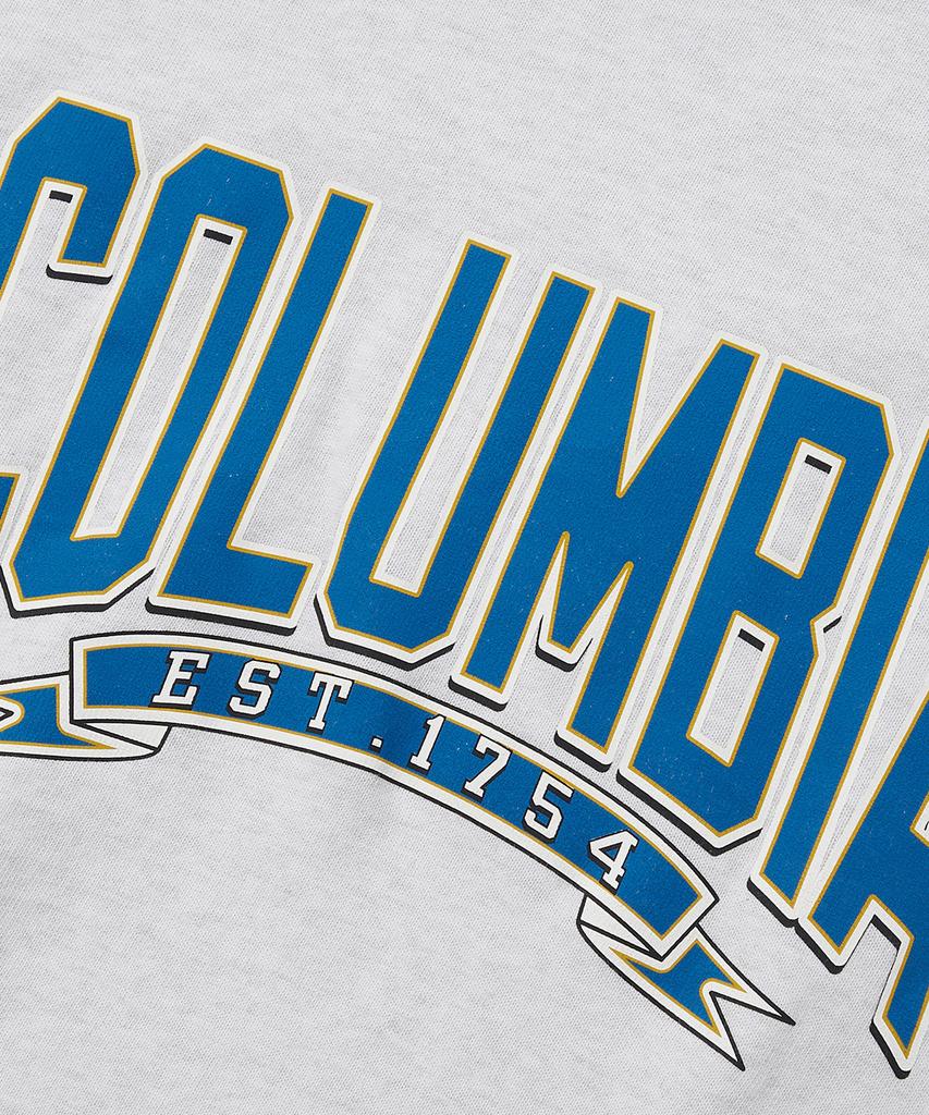 COLUMBIA UNIVERSITY Cu 80S Vintage Crack Logo Women S/S T-Shirts Light Melange