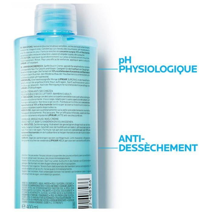 Crème Lavante - La Roche Posay - Lipikar Surgras - 750ml - Anti-Dessèchement - Tous Types De Peau