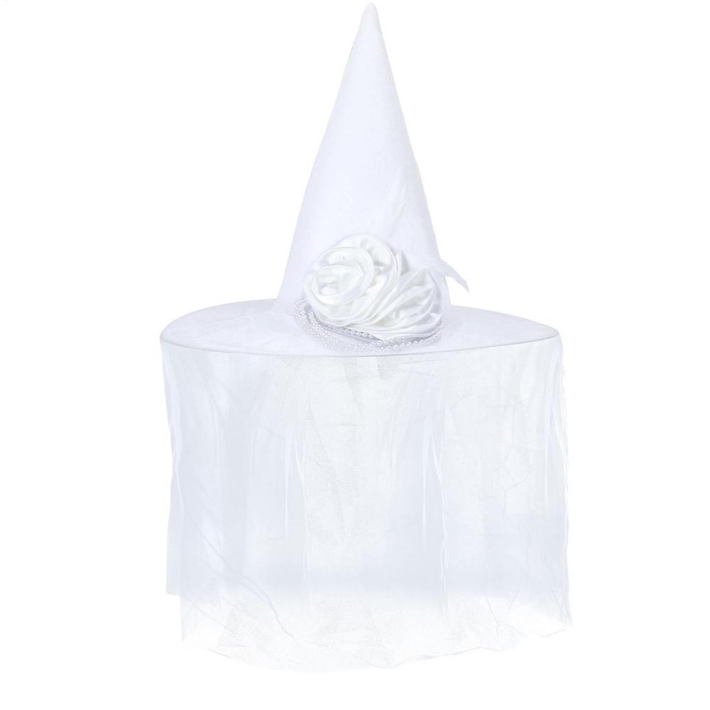 

White Witch Hat For Halloween Wide Brim Party Top Hat Women Gothic Witch Hat Cosplay Costume Night Club Female Headdress білий