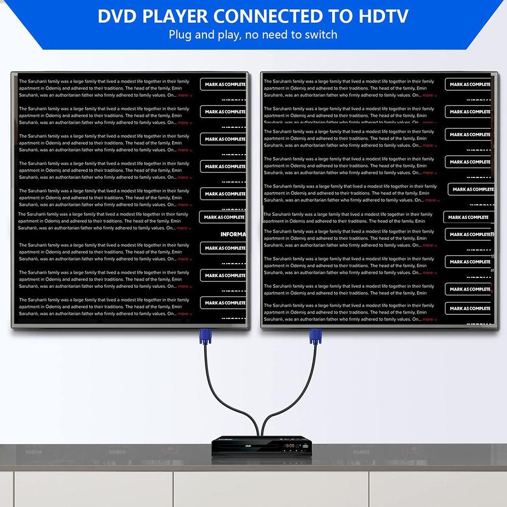 Full HD 1080P 1 Male To 2 Male VGA Splitter Cable Dual Monitor Y Adapter Video Cord