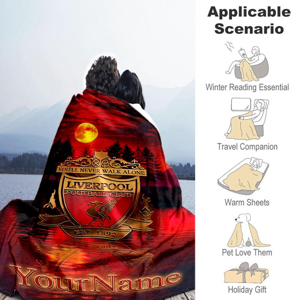 Liverpool Personalized Name Blanket Gift Customizable Blanket Ultra-Soft Great for Couch Office Chair Bed Bedding All-Season Use