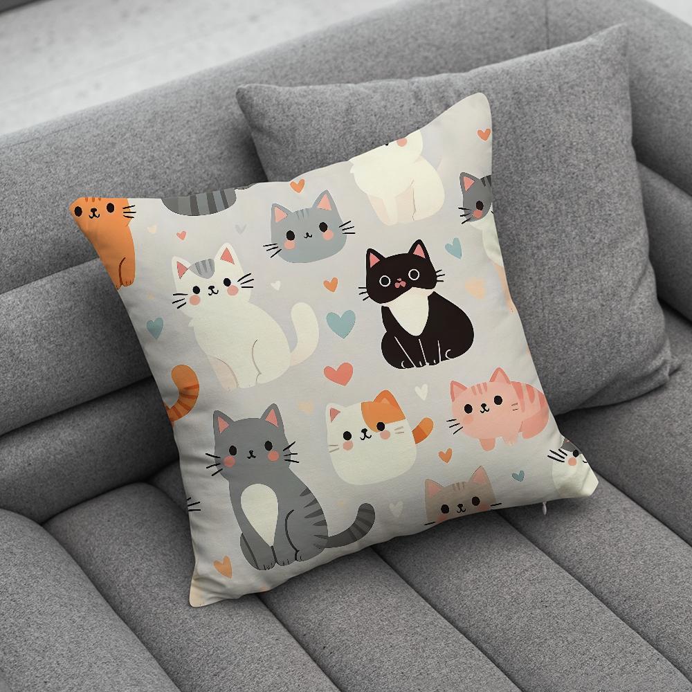 Cute Cat Print Pillow Case Soft Cushion Cases for Farmhouse Sofa Decor Home Decorations and Protector