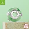 Spring Diy Bracelet Beaded Accessories 925 Silver Green Four-Leaf Clover Glazed Beads