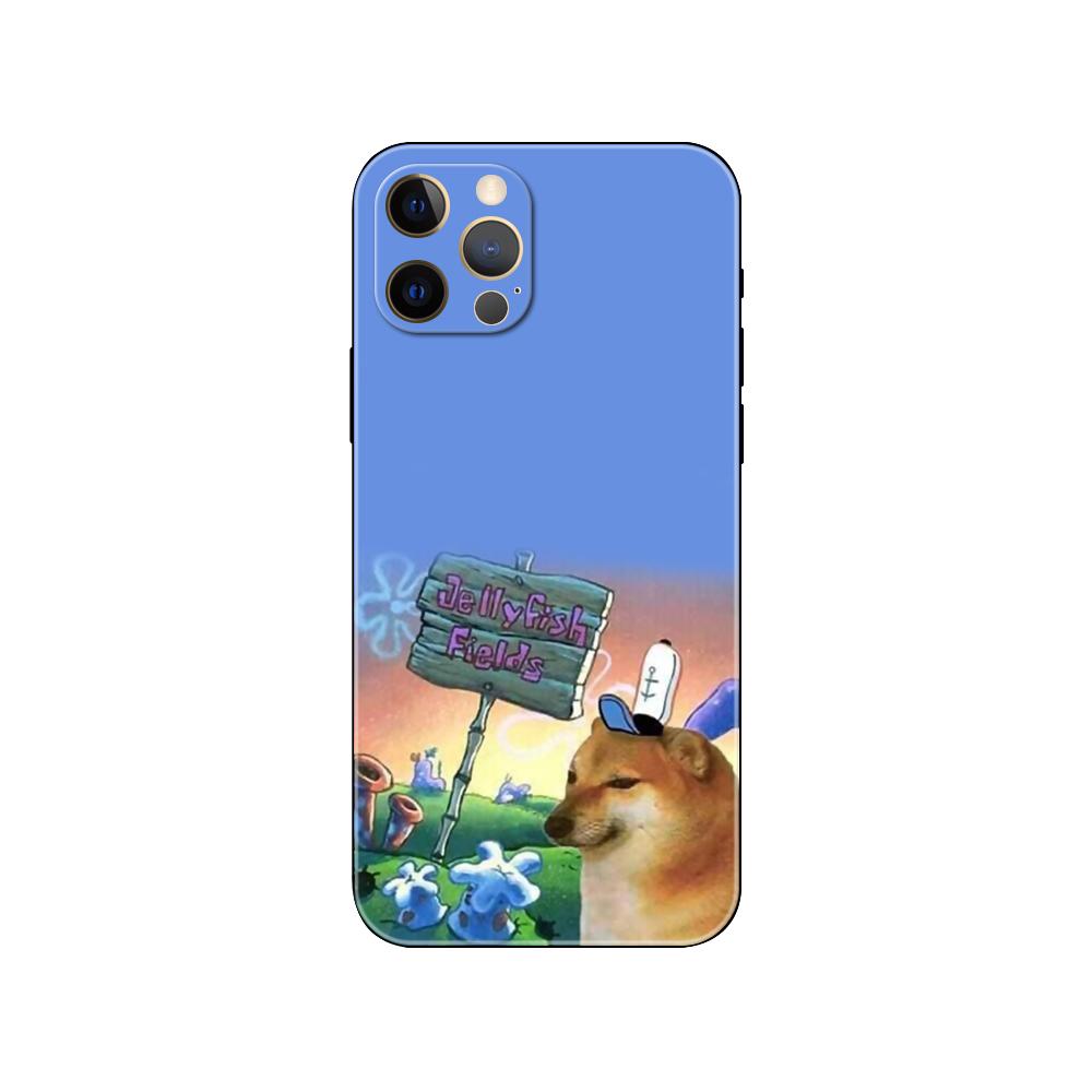 Husă de telefon Doge Dog Cheems pentru iphone 5 5s se 6 6s 7 8 plus x 10 XR XS 11 12 13 mini pro MAX husă din tpu neagră