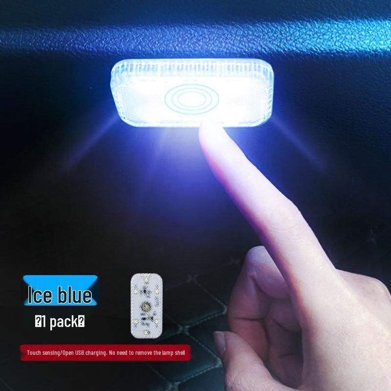 Wireless USB-Charged LED Car Light: Touch-Activated, No Wiring Required, Ideal for Glove Box and Ambient Lighting.