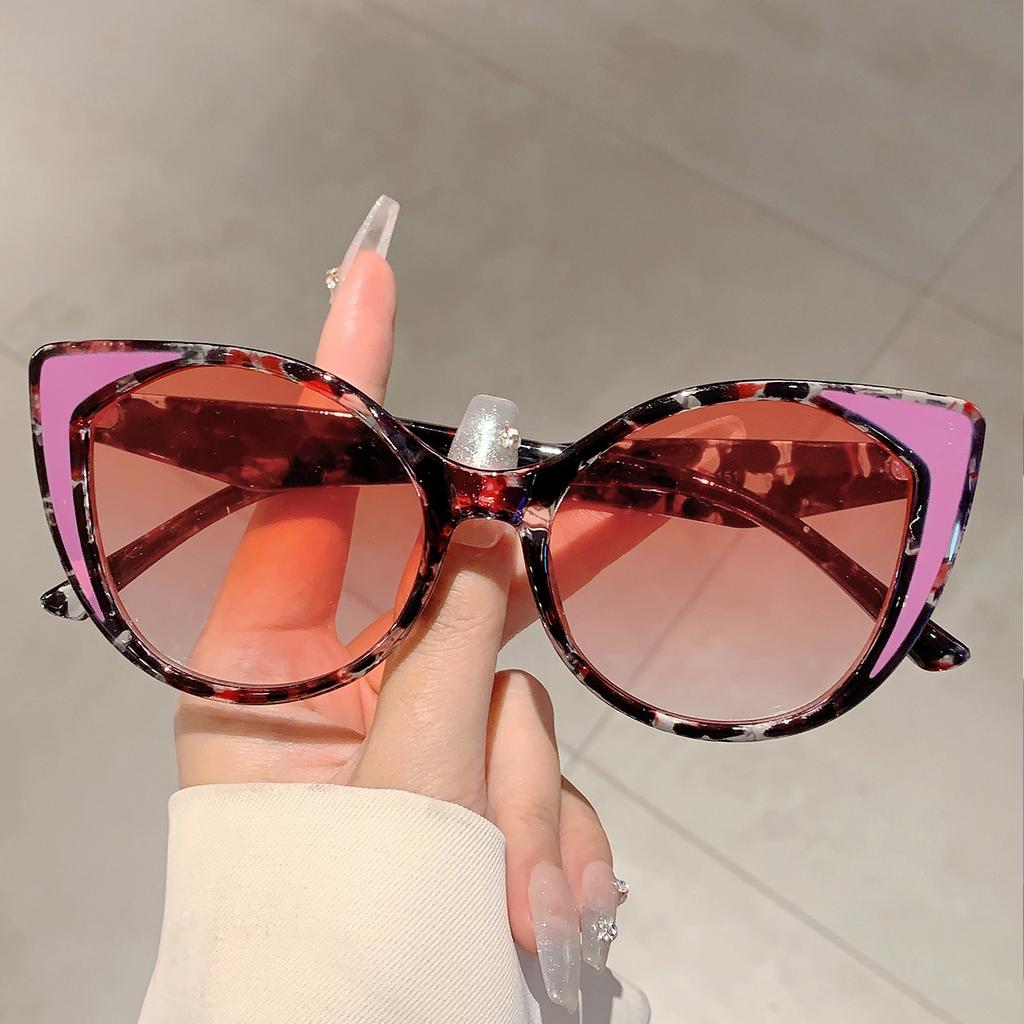 Popular Cat Eye Designer Sunglasses Leopard Decoration Gradient Women's Sun Glasses Ins Brand Trends Shades for Lady