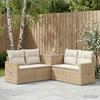 Sofa Set 5 Pcs Beige and Cream White Poly Rattan and Steel