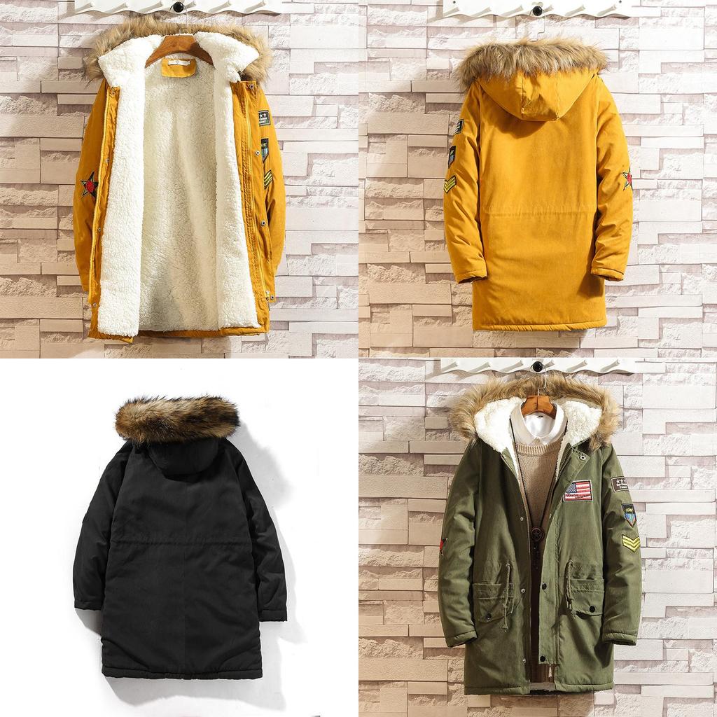 Premium Quality Men's Winter Fur Hooded Long Flight Jacket Fleece Coat For Ultimate Warmth