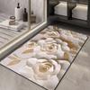Embossed Flower Diatom Mud Mat Toilet Absorbent Mat Rubber Non-slip Door Mat Three-dimensional 3D Effect Carpet