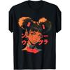 Cyberpunk Anime Graphic T-Shirt - Black Harajuku Streetwear with Vibrant Orange & Green Japanese Art