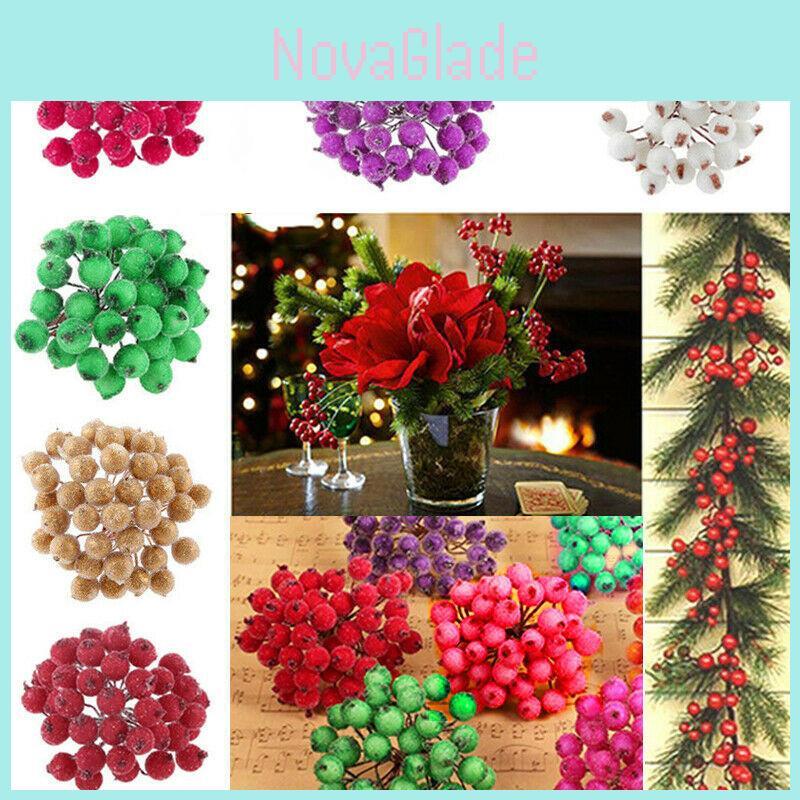 Beautiful Mini Christmas Foam Frosted Fruit Holly Berry Flower For Seasonal Decor