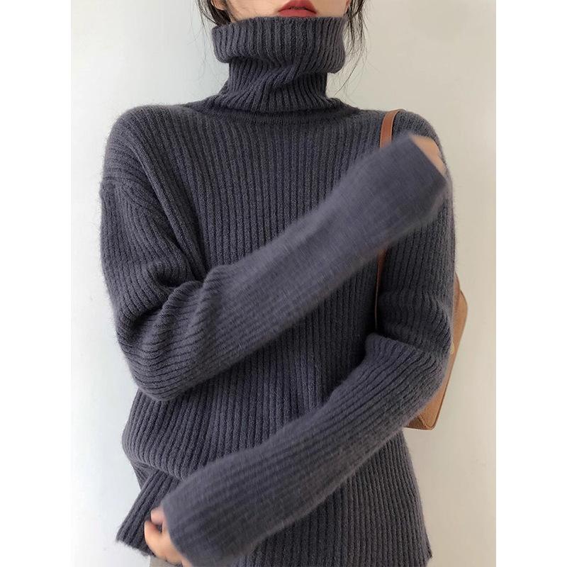 Volný Líný Vítr Jednoduchý Svetr Dámský Podzimní a Zimní Retro Pletenina