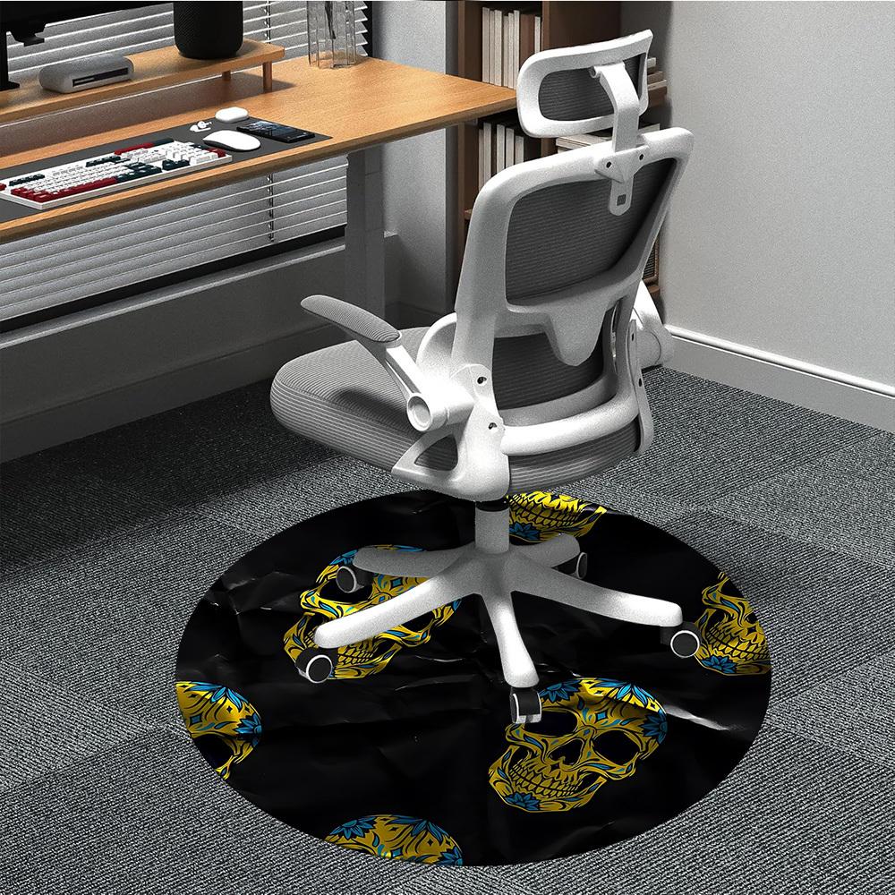 

1pc Skull Pattern Chair Carpet for Office, Perfect for Office, Holiday Party Decoration Choice yy260314057 80cm by 80cm