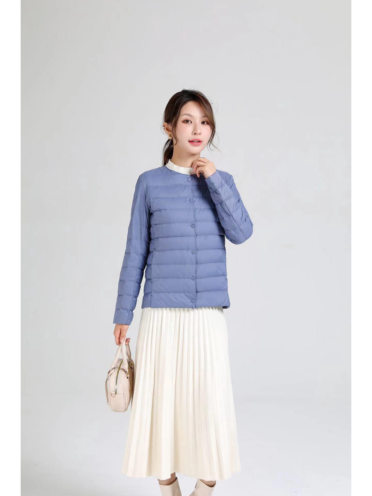 

Жіноча куртка пуховик великого розміру, легка, без коміра, з круглим вирізом, короткої довжини для осені/зими 2024 XL (105-115 lbs)