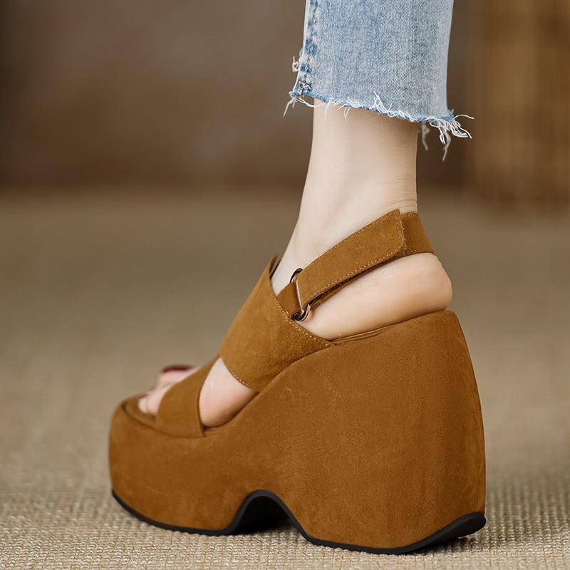 Été 2025 Sandales à Talons Hauts Épais pour Femmes Plateforme Épaisse Slingbacks Sangle à Boucle Croisée Bout Ouvert Chaussures Élégantes