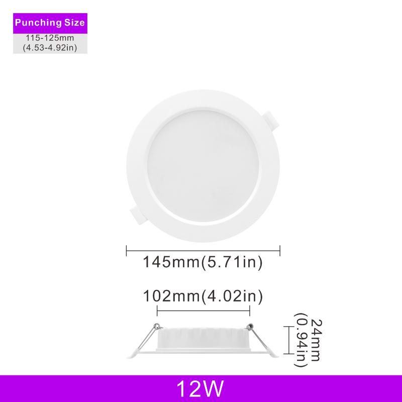 

6 шт./лот, встраиваемый потолочный светильник, 6 Вт, 9 Вт, 12 Вт, 18 Вт, 24 Вт, светодиодный потолочный светильник, 220 В, 3/4/6/8 дюйма, круглая светодиодная панель, направленный вниз светильник, точечный светильник AC 220V-240V&Cold white
