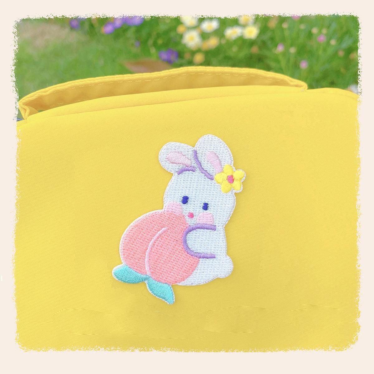 

Card Pack White Flower Lace Patch Cloth Sticker Clothing Bag Decoration Hole Repair Subsidy Organza Embroidery Sticker 7 #peach rabbit