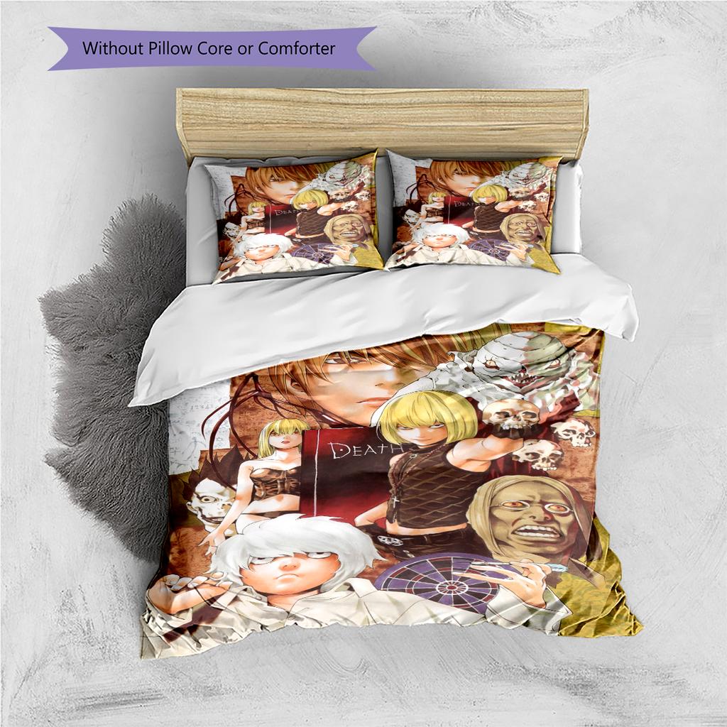 Juego de Ropa de Cama con Estampado de Dibujos Animados Colcha Funda de Colcha Funda de Almohada Decoración del Hogar Regalo de Cumpleaños (1 * funda nórdica + 2 * fundas de almohada, sin núcleo)