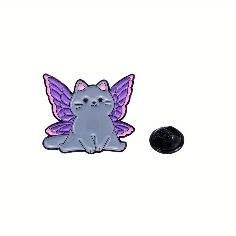 

Original Cartoon Animal Cute Kitten Brooch Magic Butterfly Wings Cat Badge Drip Oil Student Backpack Buckle фиолетовый