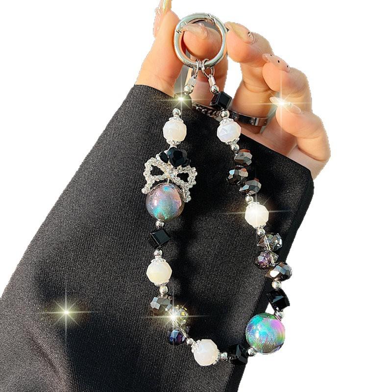 New Crown Phone Chain Premium Handmade Crystal Phone Chain Short Strap Keychain Bag Pendant