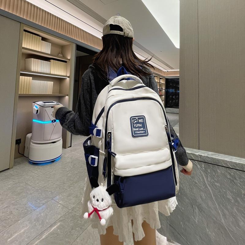 Japanese students schoolbag women's tooling style Korean version junior high large-capacity contrasting color backpack high school travel backpack men
