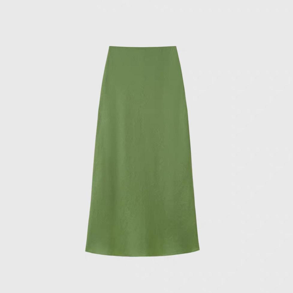 Natural Linen Asymmetrical Elastic Waist Midi Maxi Skirt S