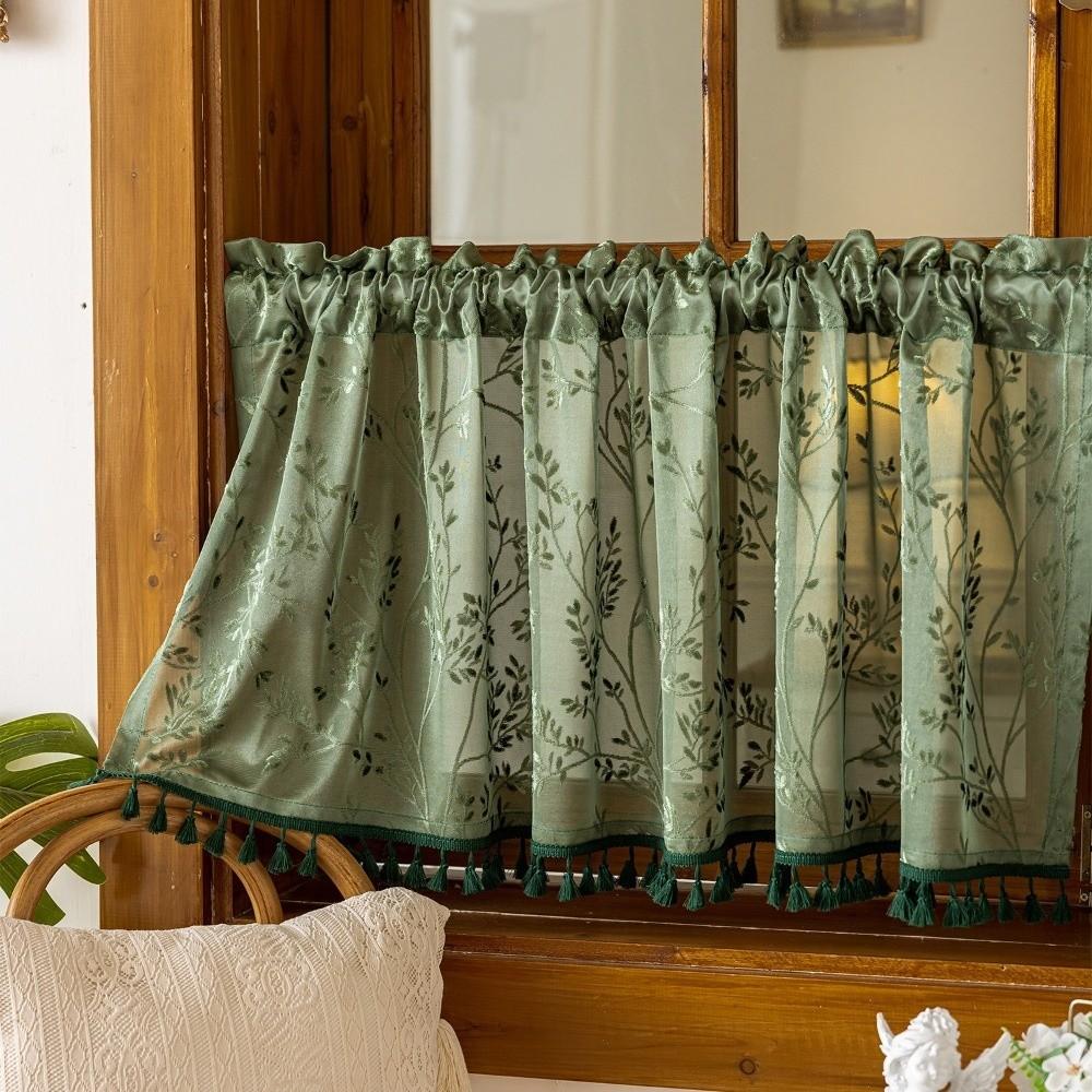 Pastoral Style Tulle Kitchen Curtain Sheer Voile Window Drapes Room Partition Curtain Living Room