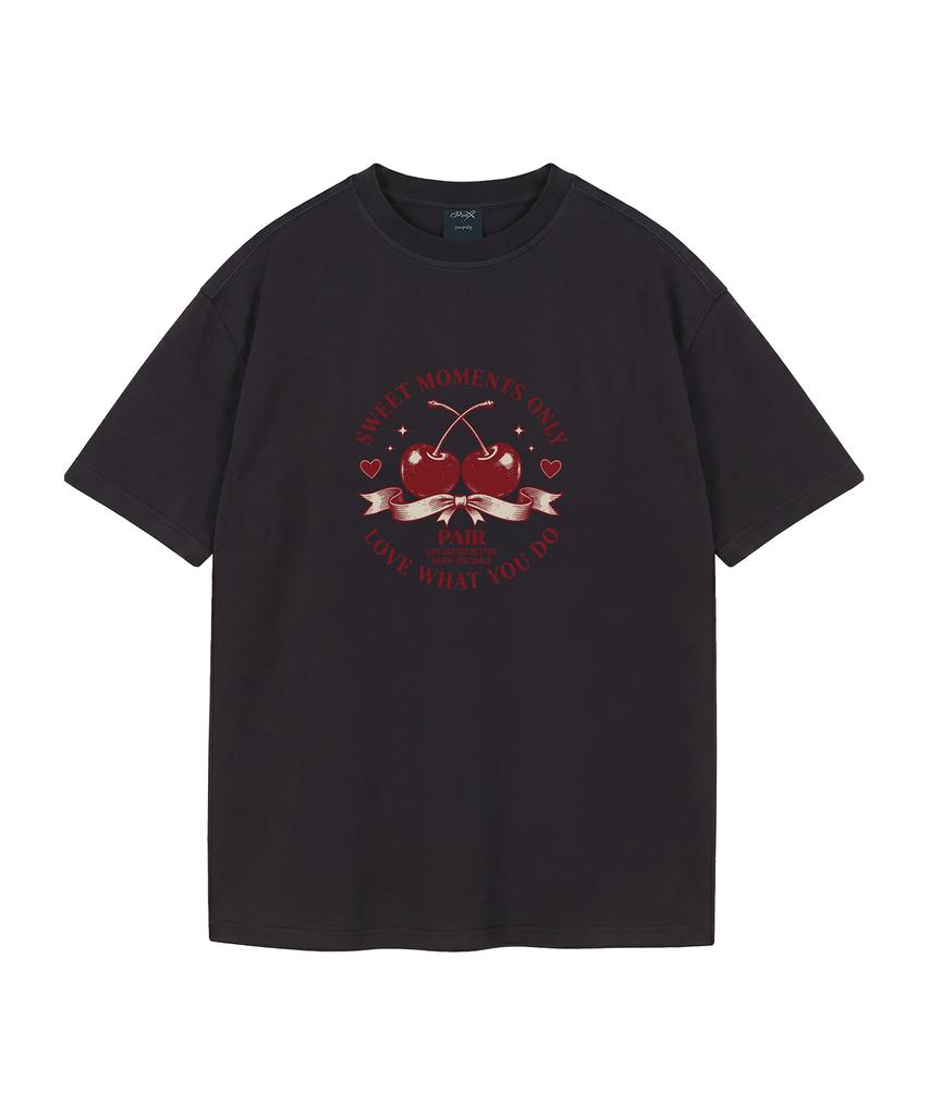 WILDROCK Cherry Pair Pigment Oversized Short Sleeve T-Shirt (Includes Cropped) (Type B)