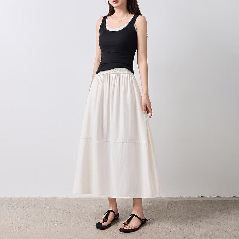 Chuyu Textured High-Waist A-Line Skirt
