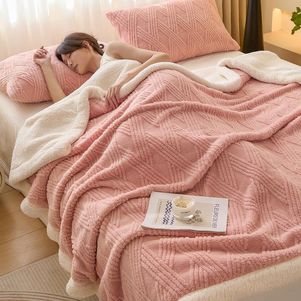 Jacquard Tafu Flannel Blanket Double-sided Thickened Lamb Flannel Sofa Cover Blanket