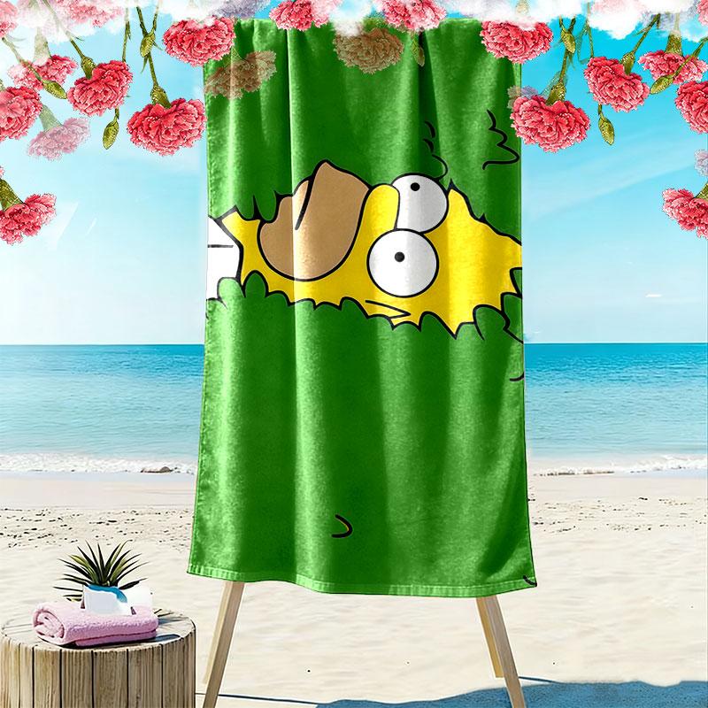 Homer Simpson Print Beach Towel, Large Soft Quick Dry Towel for Beach Camping Swimming