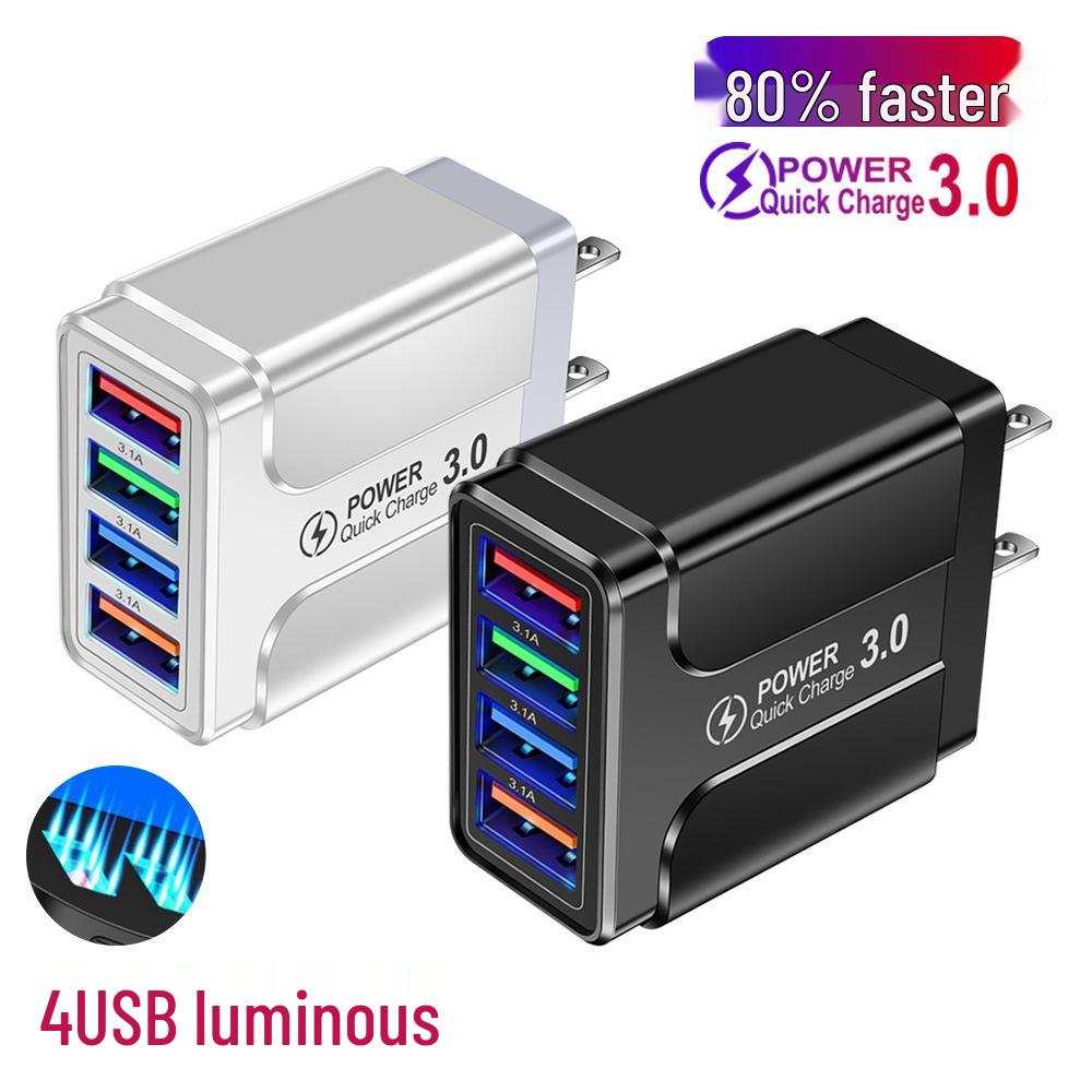 

Luminous 4-Port 3.1A USB Travel Charger with US/EU/UK Plug EU-Blue
