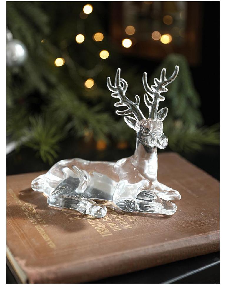 Transparent Acrylic Ice Crystal Reindeer Ornament - American Snow Scene Christmas Decoration