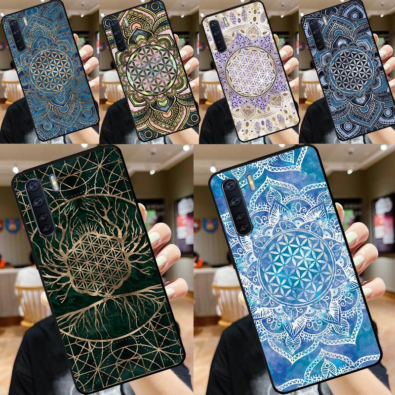 Flower Of Life In Lotus Pastel For OPPO A15 A16 A76 A96 A52 A72 A92 A98 A78 A58 A5 A9 A53 A17 A77 A57S A94 A74 A54S Case