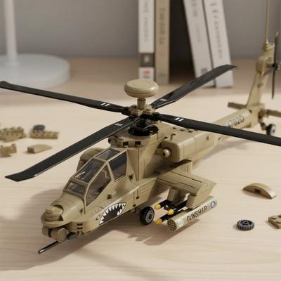 MOC 259pcs AH64 Military Helicopter Building Blocks Army Special Forces Tech Gunship Model Bricks Creative Gift For Boys Men
