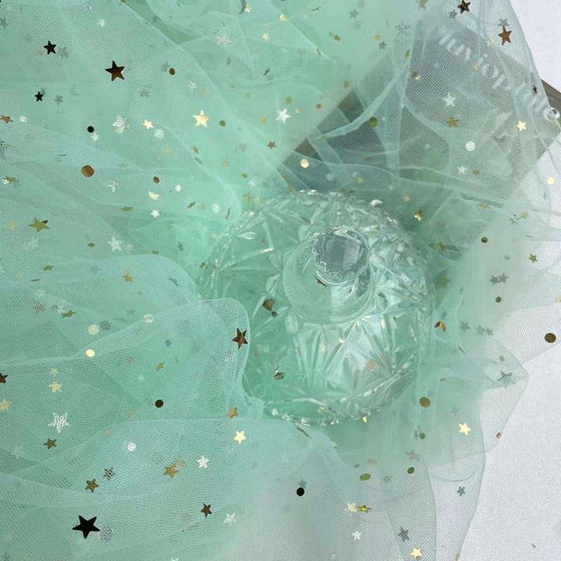 Glitter Tulle Mesh Fabric Gold Sequins Sheer Star Gauze Party Dress Material Nail Pography Background Bridal Wedding Shoulder