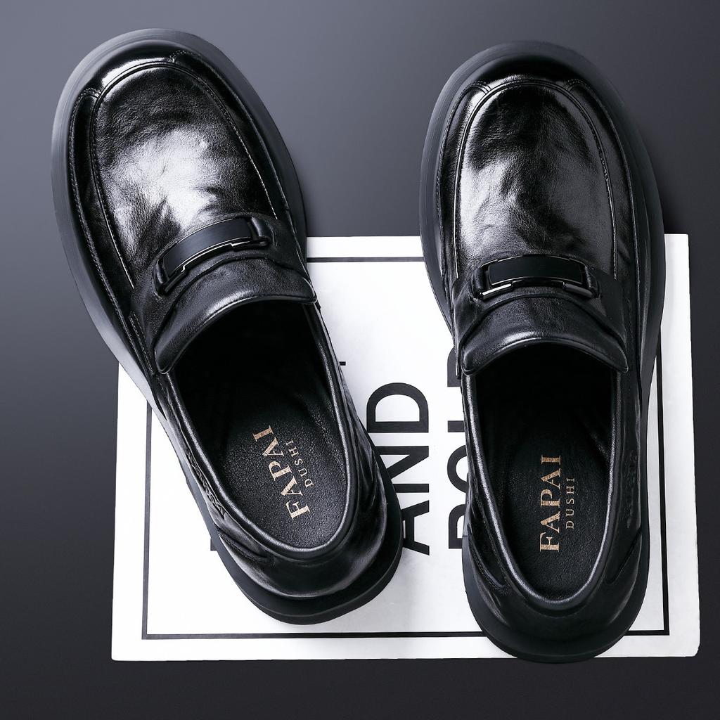 Autumn New Men's Leather Shoes Genuine Leather Cowhide British Style Men's Shoes Lazy One Pedal Business Casual Loafers Trend