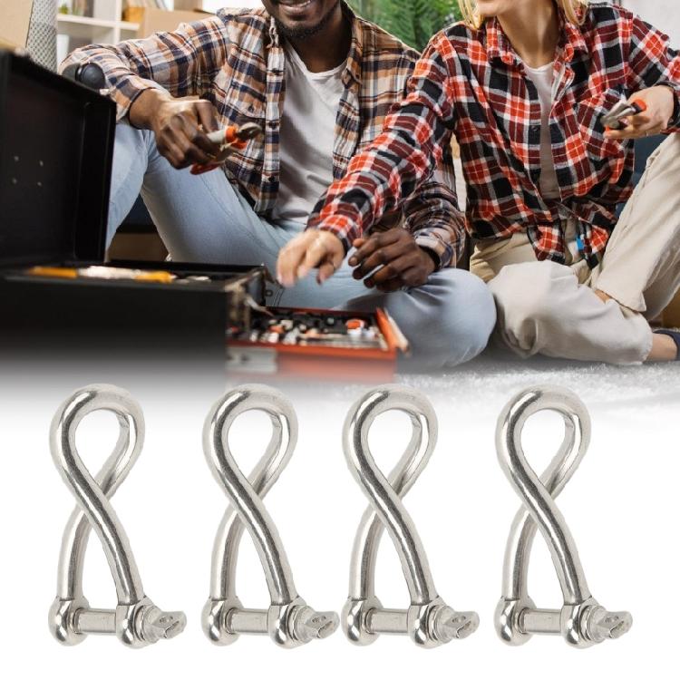 2Pcs Twisted Shackle Screw Pin Rustproof 5/32" Screw Pin Shackle for Sailing Marine Grade Stainless Steel Twist Shackle