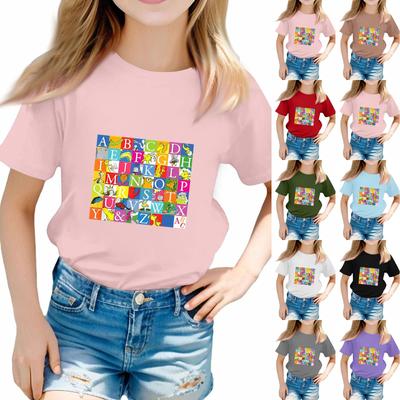 Toddler Boy And Girl T-Shirts Kids Top Girls Printed Short Sleeved T-shirt