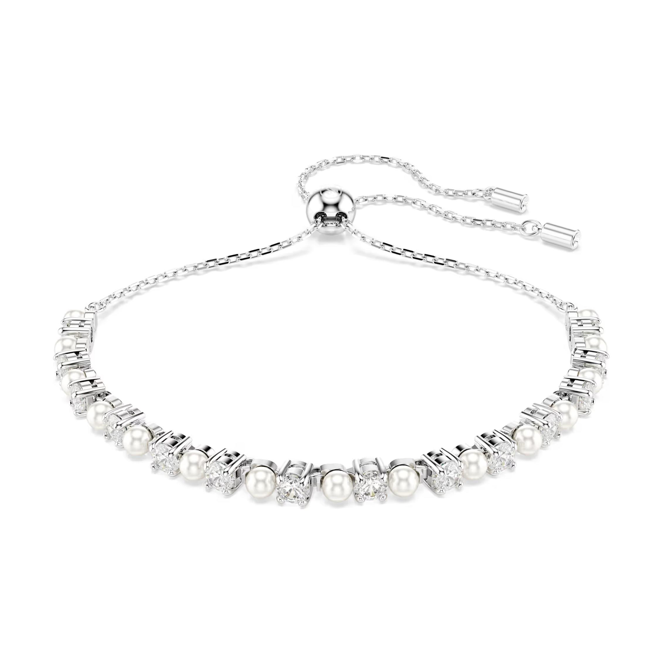 

Swarovski Matrix Imitation Pearl Crystal Edged Bracelet With Cubic Zirconia Women bracelet White 5689633 Box (Random Color)