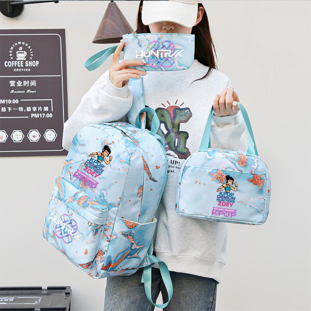 3Pcs/set Anime Demon Hunters Printed Backpack Handbag Pencil Case for Teenager Student Bookbag Schoolbag Women Large Capacity Waterproof Bag