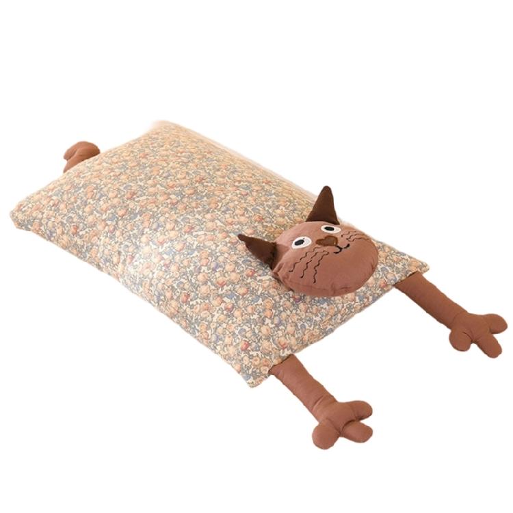 

Sensitive Skin Friendly Buckwheat Pillow With Cartoon Cats Design Cotton Pillowcase for Spinal Alignment Neck Support