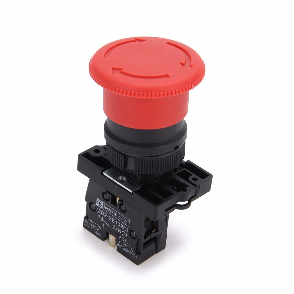 ZB2-BE102C P172 220V 10A Red NC 22mm Emergency Stop Mushroom Push button switch XB2-ES542 Control electrical starter switch