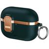 For AirPods Pro 3 Case Foldable Stand Electroplated Litchi Texture TPU PC Earbuds Cover with Switch / Carabiner