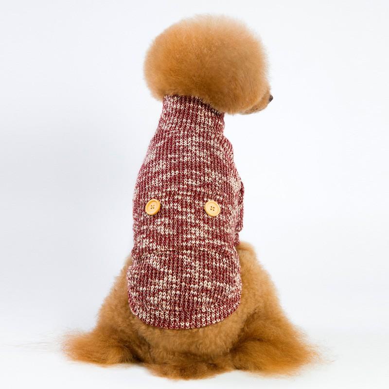 Warm Winter Dog Sweater High Neck Knit Coat Teddy French Bulldog Pet Apparel Festive Red Blue Yellow