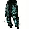 Ein Stück trendige Herren-Leggings mit Viking-Totem-Wolf-Symbol-Print und elastischem Bund