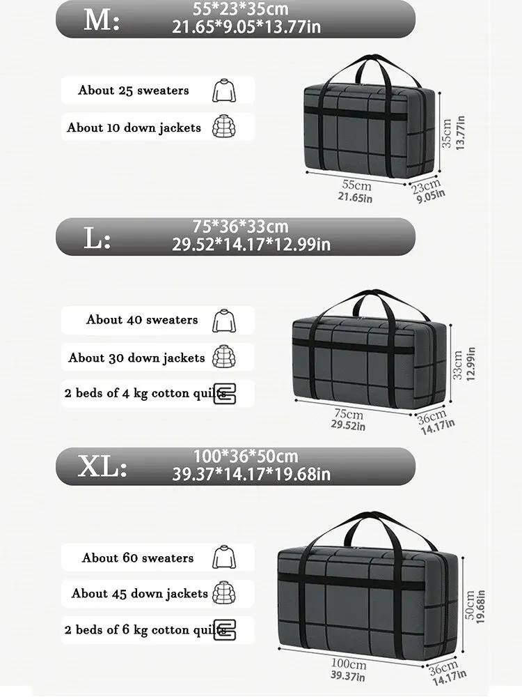 1PC Large Capacity and Super Load-bearing Black Composite Material Storage Bags, Dustproof and Moisture-proof with Zipper
