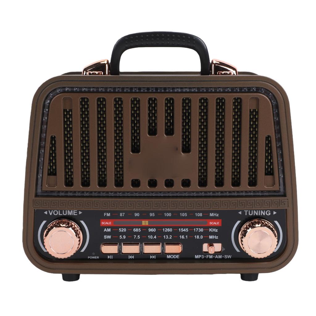 Retro Bluetooth Speaker AM FM SW Radio Rechargeable Vintage Wireless Speaker with Telescopic Antenna